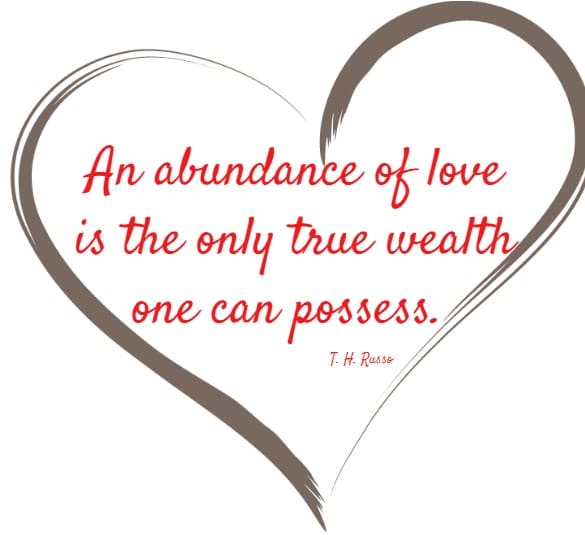 an abundance of love is the only true wealth one possess