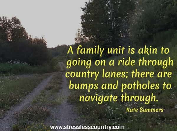 a family unit is akin to going on a ride through county lanes....
