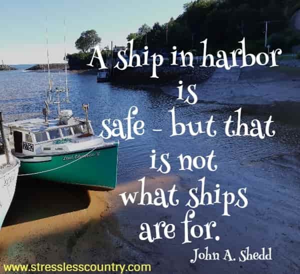 A ship in harbor is safe - but that is not what ships are for.