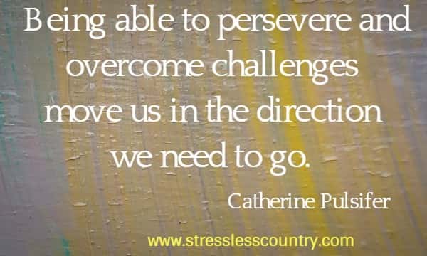 Being able to persevere and overcome challenges move us in the direction we need to go.