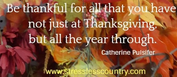 Be thankful for all that you have, not just at Thanksgiving, but all the year through.