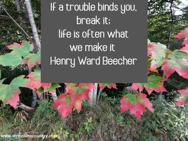 If a trouble binds you, break it; life is often what we make it
