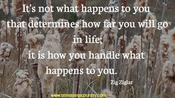 It's not what happens to you that determines how far you will go in life; it is how you handle what happens to you.