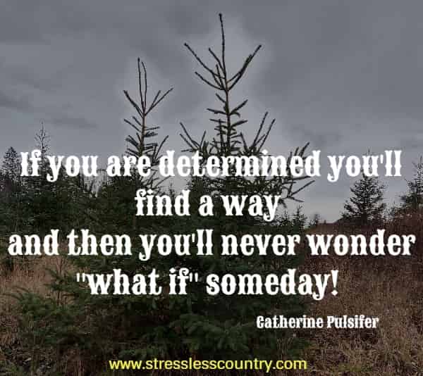 If you are determined you'll find a way and then you'll never wonder what if someday!