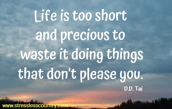 Life is too short and precious to waste it doing things that don't please you.