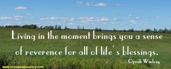 Living in the moment brings you a sense of reverence for all of life's blessings.
