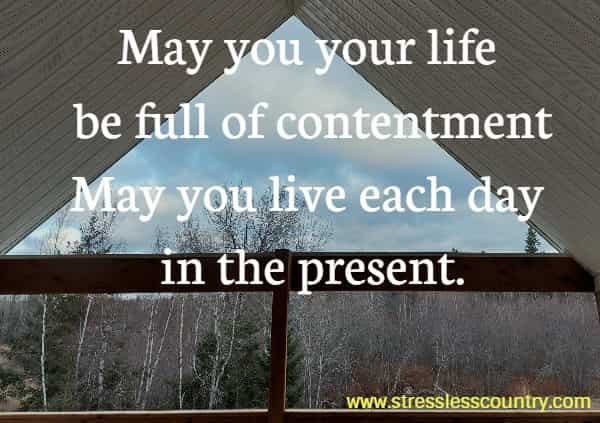 May your life be full of contentment May you live each day in the present.