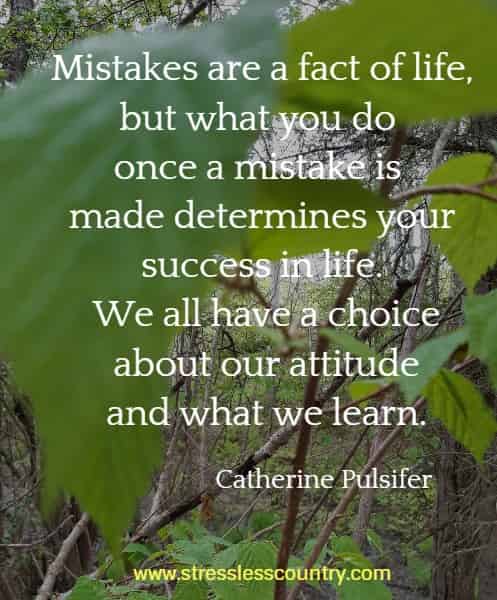Mistakes are a fact of life, but what you do once a mistake is made determines your success in life. We all have a choice about our attitude and what we learn.