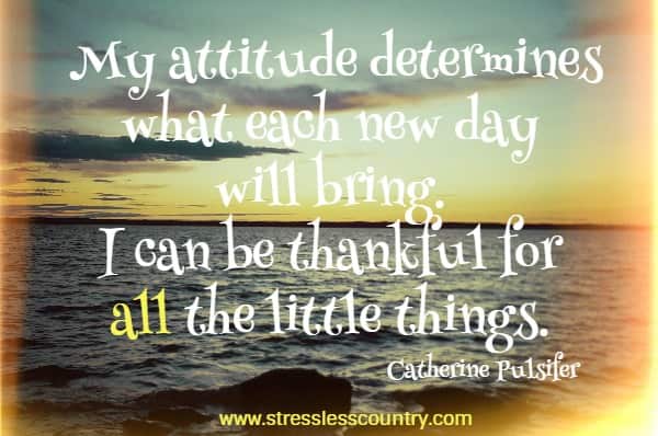  My attitude determines what each new day will bring. I can be thankful for all the little things.