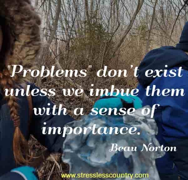 Problems" don’t exist unless we imbue them with a sense of importance.