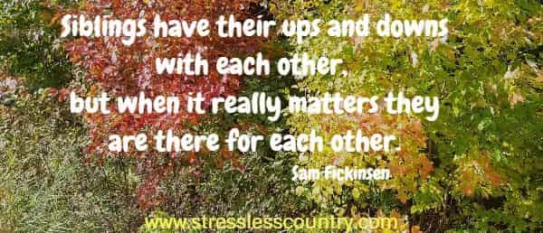 Siblings have their ups and downs with each other, but when it really matters they are there for each other.  Sam Fickinsen