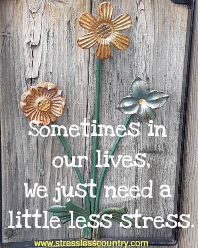 sometimes in our lives, we just need a little less stress