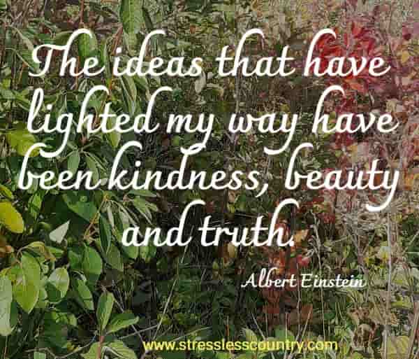 The ideas that have lighted my way have been kindness, beauty and truth. Albert Einstein 