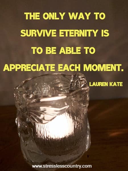 The only way to survive eternity is to be able to appreciate each moment.