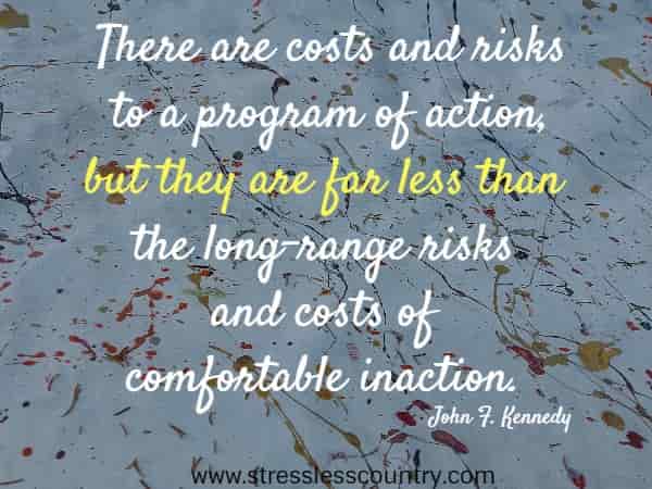 There are costs and risks to a program of action, but they are far less than the long-range risks and costs of comfortable inaction.