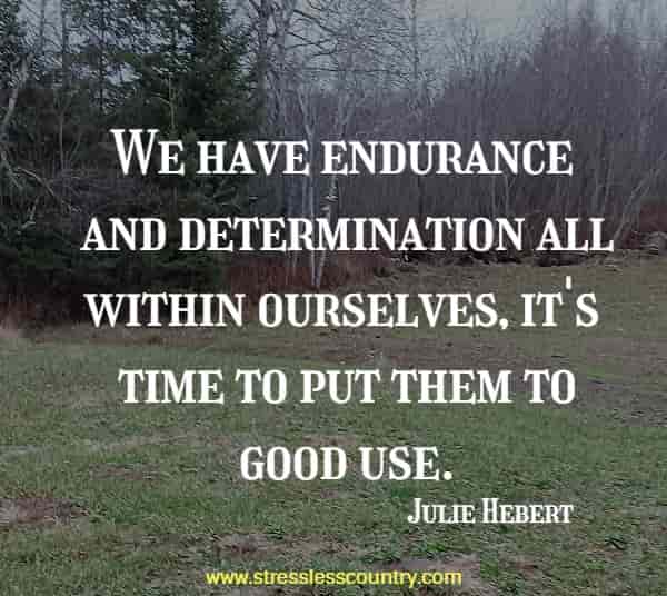 We have endurance and determination all within ourselves, tt's time to put them to good use.