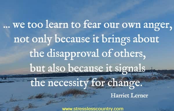 	 ... we too learn to fear our own anger, not only because it brings about the disapproval of others, but also because it signals the necessity for change.