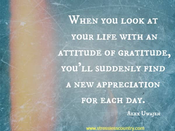 When you look at your life with an attitude of gratitude, you'll suddenly find a new appreciation for each day.