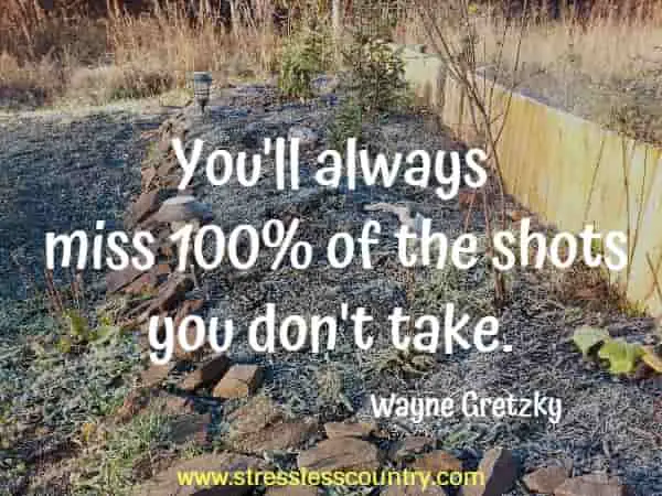 You'll always miss 100% of the shots you don't take.
