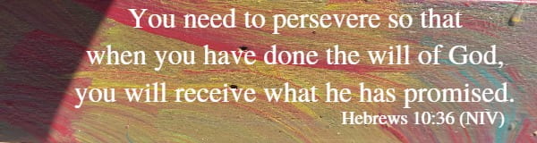 You need to persevere so that when you have done the will of God, you will receive what he has promised. Hebrews 10:36 (NIV)