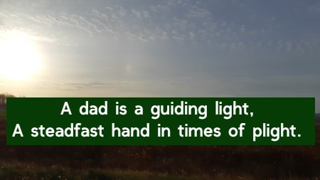 A dad is a guiding light, A steadfast hand in times of plight.