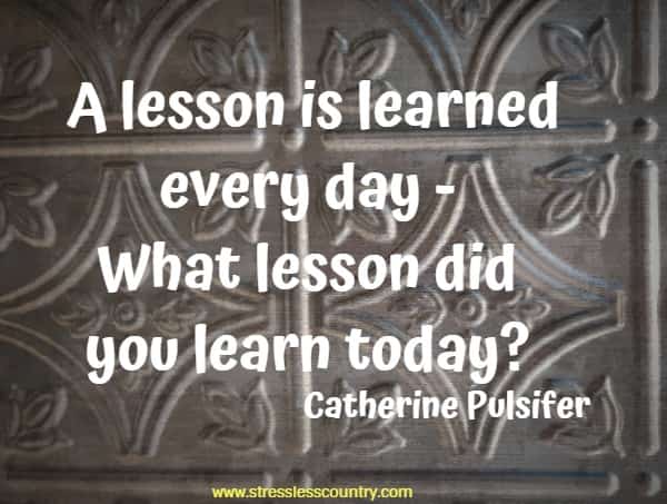 A lesson is learned every day - What lesson did you learn today?