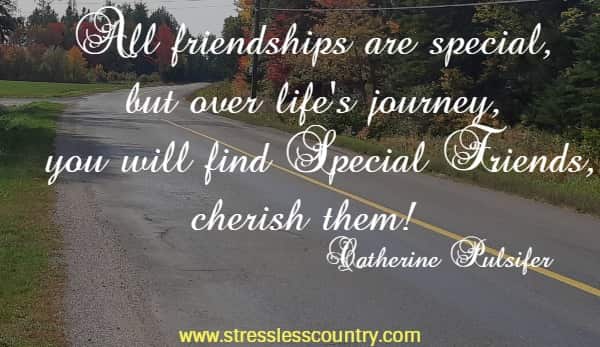 All friendships are special, but over life's journey, you will find special friends, cherish them!