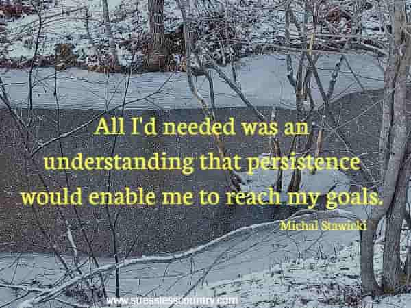 All I'd needed was an understanding that persistence would enable me to reach my goals.