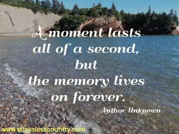 A moment lasts all of a second, but the memory lives on forever.   Author Unknown