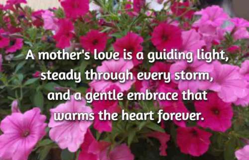 A mother's love is a guiding light, steady through every storm, and a gentle embrace that warms the heart forever