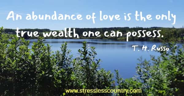 An abundance of love is the only true wealth one can possess.