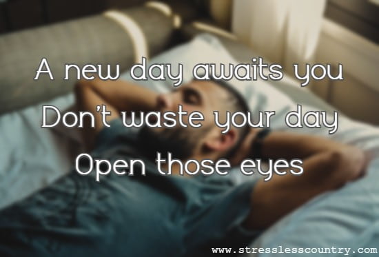 A new day awaits you Don't waste your day Open those eyes