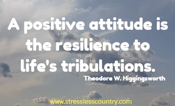 A positive attitude is the resilience to life's tribulations.