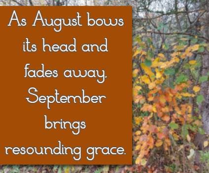 As August bows its head and fades away, September brings resounding grace.