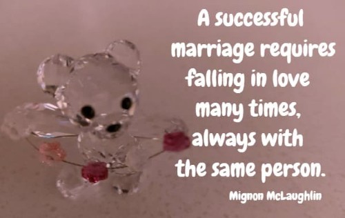 A successful marriage requires falling in love many times, always with the same person.