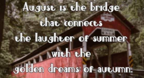 August is the bridge that connects the laughter of summer with the golden dreams of autumn.