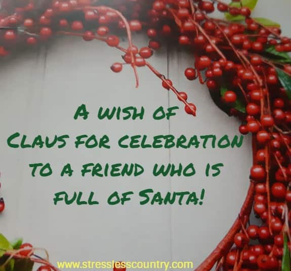 A wish of Claus for celebration to a friend who is full of Santa!