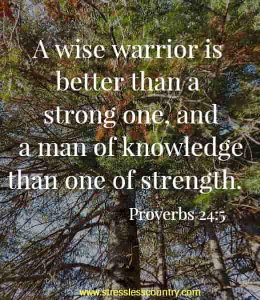   A wise warrior is better than a strong one, and a man of knowledge than one of strength.