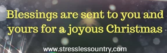 Blessings are sent to you and yours for a joyous Christmas.