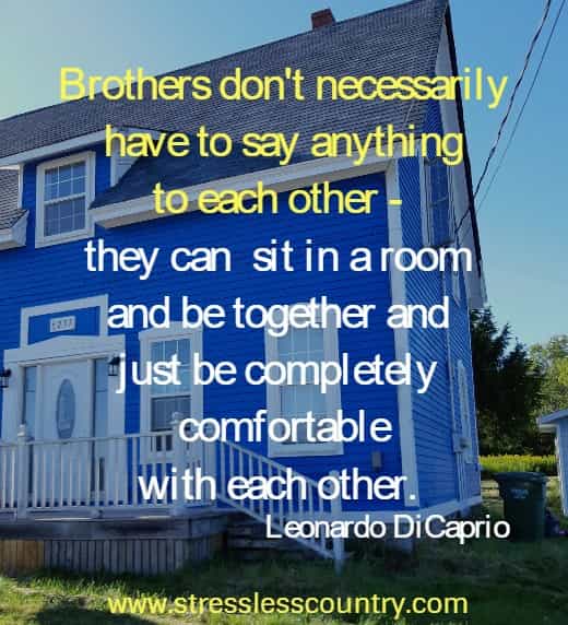   Brothers don't necessarily have to say anything to each other - they can sit in a room and be together and just be completely comfortable with each other.