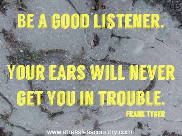 Be a good listener. Your ears will never get you in trouble.