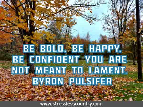 Be bold, be happy, be confident you are not meant to lament.