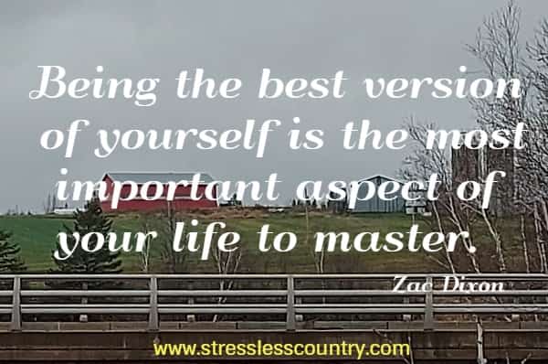 Being the best version of yourself is the most important aspect of your life to master.