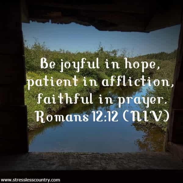 Be joyful in hope, patient in affliction, faithful in prayer. Romans 12:12 (NIV)