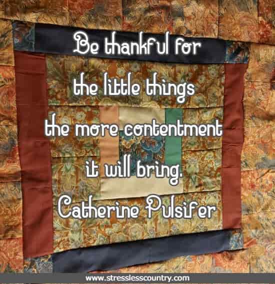 Be thankful for the little things the more contentment it will bring.