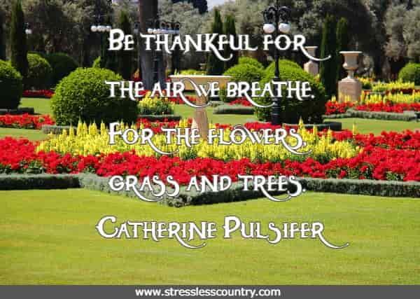 Be thankful for the air we breathe. For the flowers, grass and trees.