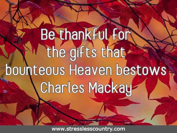 Be thankful for the gifts that bounteous Heaven bestows