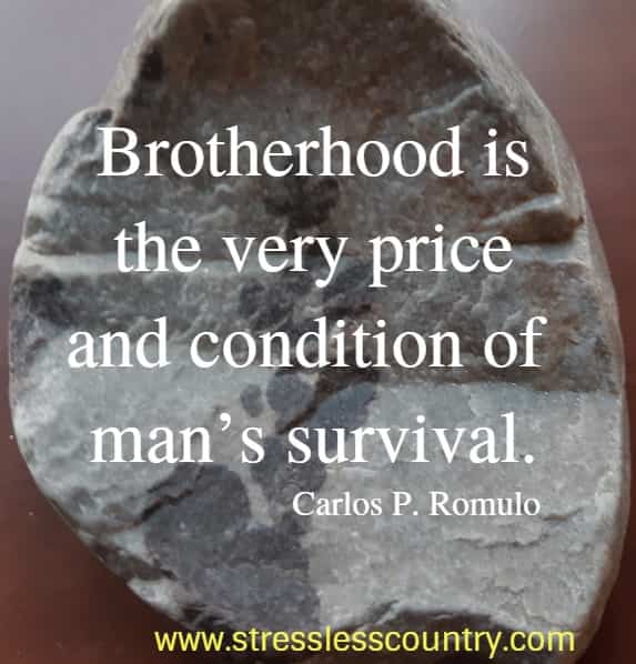  Brotherhood is the very price and condition of man's survival.