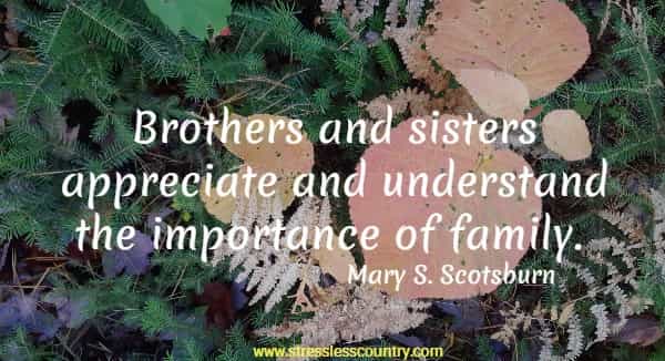 Brothers and sisters appreciate and understand the importance of family. Mary S. Scotsburn