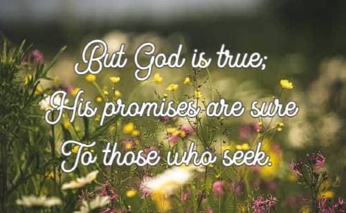 But God is true; His promises are sure To those who seek